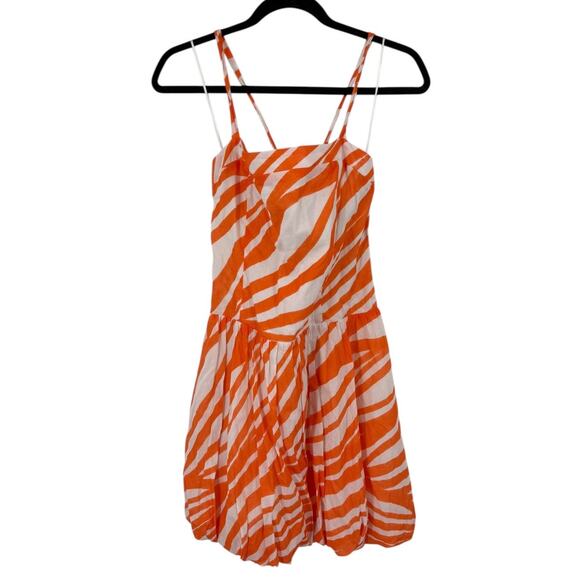 Du Paradis Prunella bubble hem cotton minidress orange white size Medium M - Picture 2 of 8